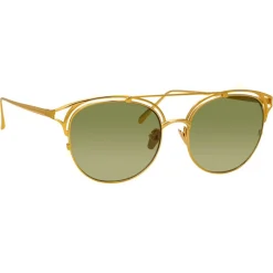 Linda Farrow Sunglasses & Eyewear-- 682 C5 Aviator Sunglasses - Yellow Gold - Eyewear - Avvenice