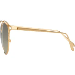 Linda Farrow Sunglasses & Eyewear-- 682 C5 Aviator Sunglasses - Yellow Gold - Eyewear - Avvenice