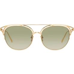 Linda Farrow Sunglasses & Eyewear-- 682 C5 Aviator Sunglasses - Yellow Gold - Eyewear - Avvenice