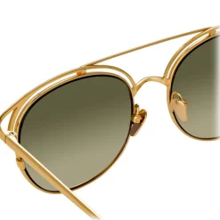 Linda Farrow Sunglasses & Eyewear-- 682 C5 Aviator Sunglasses - Yellow Gold - Eyewear - Avvenice