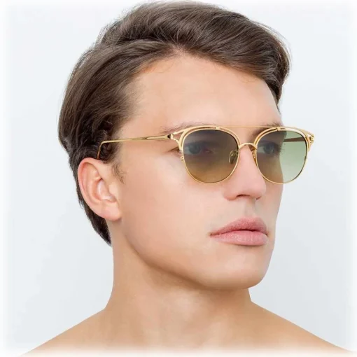 Linda Farrow Sunglasses & Eyewear-- 682 C5 Aviator Sunglasses - Yellow Gold - Eyewear - Avvenice