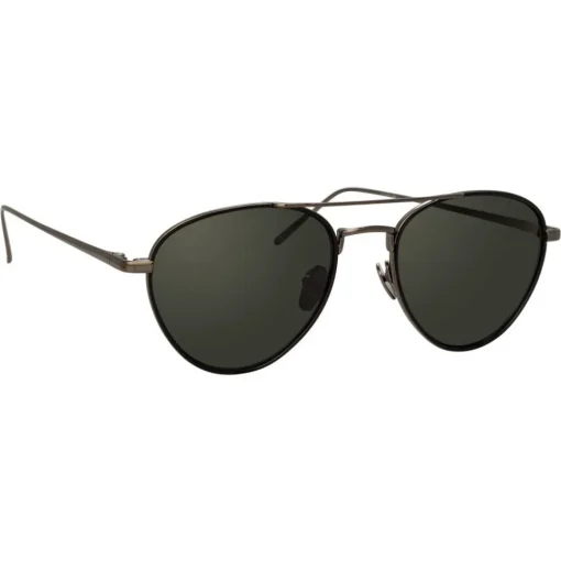 Linda Farrow Sunglasses & Eyewear-- 739 C6 Aviator Sunglasses - Nickel & Black - Eyewear - Avvenice