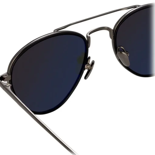 Linda Farrow Sunglasses & Eyewear-- 739 C6 Aviator Sunglasses - Nickel & Black - Eyewear - Avvenice