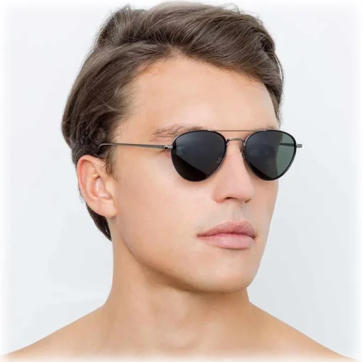 Linda Farrow Sunglasses & Eyewear-- 739 C6 Aviator Sunglasses - Nickel & Black - Eyewear - Avvenice