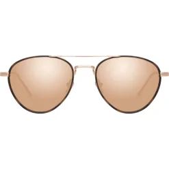 Linda Farrow Sunglasses & Eyewear-- 739 C3 Aviator Sunglasses - Rose Gold and Tortoiseshell - Eyewear - Avvenice
