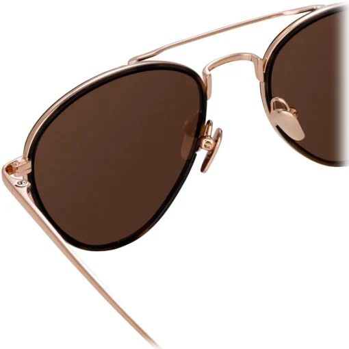Linda Farrow Sunglasses & Eyewear-- 739 C3 Aviator Sunglasses - Rose Gold and Tortoiseshell - Eyewear - Avvenice