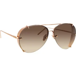 Linda Farrow Sunglasses & Eyewear-- 729 C7 Aviator Sunglasses - Rose Gold - Eyewear - Avvenice