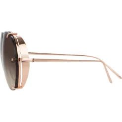 Linda Farrow Sunglasses & Eyewear-- 729 C7 Aviator Sunglasses - Rose Gold - Eyewear - Avvenice