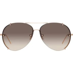 Linda Farrow Sunglasses & Eyewear-- 729 C7 Aviator Sunglasses - Rose Gold - Eyewear - Avvenice
