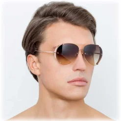 Linda Farrow Sunglasses & Eyewear-- 729 C7 Aviator Sunglasses - Rose Gold - Eyewear - Avvenice