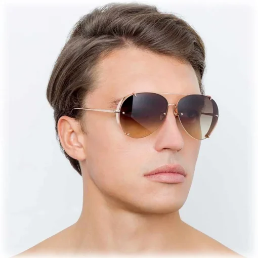 Linda Farrow Sunglasses & Eyewear-- 729 C7 Aviator Sunglasses - Rose Gold - Eyewear - Avvenice