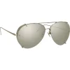 Linda Farrow Sunglasses & Eyewear-- 729 C2 Aviator Sunglasses - White Gold - Eyewear - Avvenice