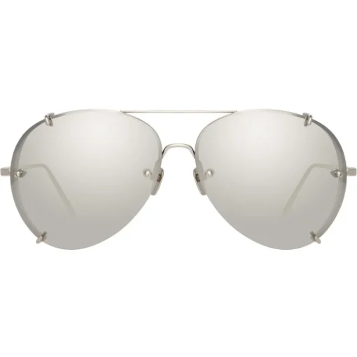 Linda Farrow Sunglasses & Eyewear-- 729 C2 Aviator Sunglasses - White Gold - Eyewear - Avvenice