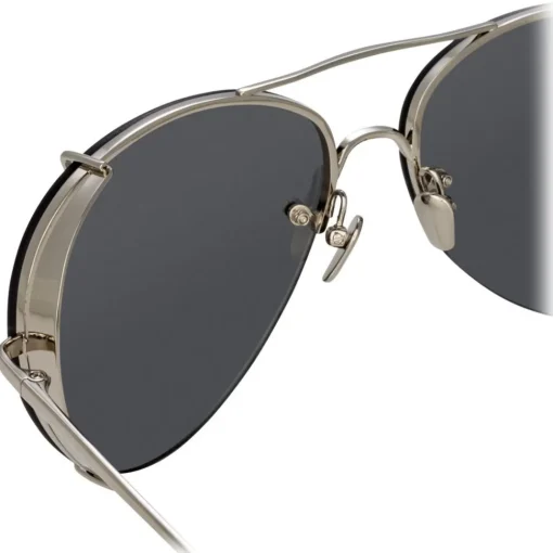 Linda Farrow Sunglasses & Eyewear-- 729 C2 Aviator Sunglasses - White Gold - Eyewear - Avvenice