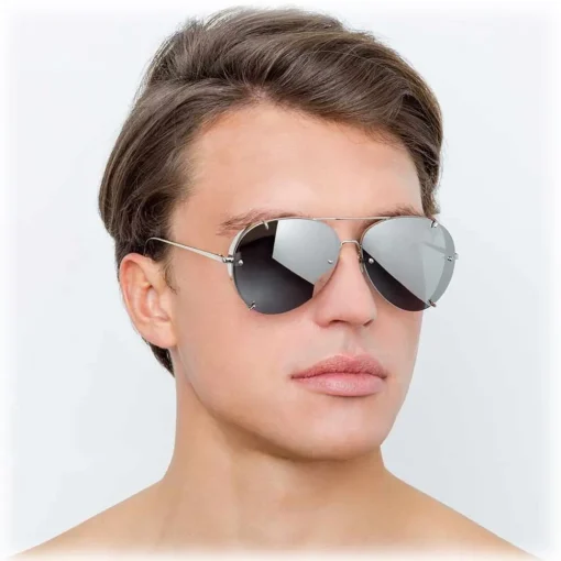 Linda Farrow Sunglasses & Eyewear-- 729 C2 Aviator Sunglasses - White Gold - Eyewear - Avvenice