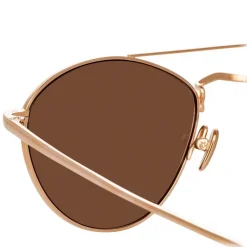 Linda Farrow Sunglasses & Eyewear-- 876 C3 Aviator Sunglasses - Rose Gold - Eyewear - Avvenice
