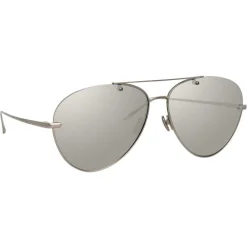 Linda Farrow Sunglasses & Eyewear-- 859 C1 Aviator Sunglasses - White Gold - Eyewear - Avvenice