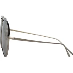 Linda Farrow Sunglasses & Eyewear-- 859 C1 Aviator Sunglasses - White Gold - Eyewear - Avvenice