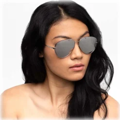 Linda Farrow Sunglasses & Eyewear-- 859 C1 Aviator Sunglasses - White Gold - Eyewear - Avvenice