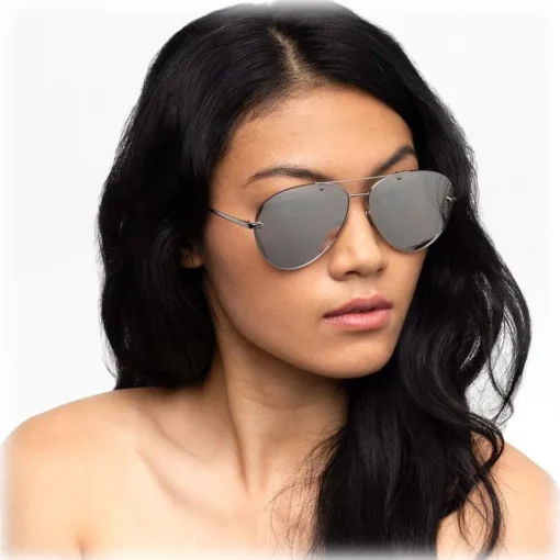 Linda Farrow Sunglasses & Eyewear-- 859 C1 Aviator Sunglasses - White Gold - Eyewear - Avvenice
