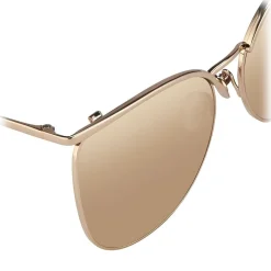 Linda Farrow Sunglasses & Eyewear-- 509 C3 Browline Sunglasses - Rose Gold - Eyewear - Gigi Hagid - Elle Macpherson - Official - Avvenice