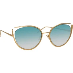 Linda Farrow Sunglasses & Eyewear-- 668 C8 Cat Eye Sunglasses - Light Gold - Eyewear - Avvenice