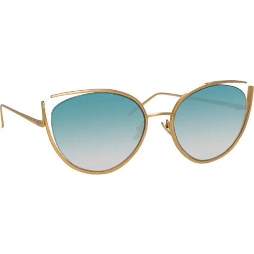 Linda Farrow Sunglasses & Eyewear-- 668 C8 Cat Eye Sunglasses - Light Gold - Eyewear - Avvenice