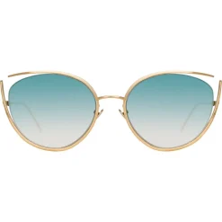 Linda Farrow Sunglasses & Eyewear-- 668 C8 Cat Eye Sunglasses - Light Gold - Eyewear - Avvenice