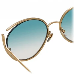 Linda Farrow Sunglasses & Eyewear-- 668 C8 Cat Eye Sunglasses - Light Gold - Eyewear - Avvenice