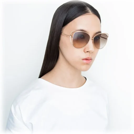 Linda Farrow Sunglasses & Eyewear-- 661 C5 Cat Eye Sunglasses - Rose Gold - Eyewear - Avvenice
