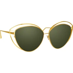 Linda Farrow Sunglasses & Eyewear-- 697 C4 Cat Eye Sunglasses - Yellow Gold - Eyewear - Avvenice