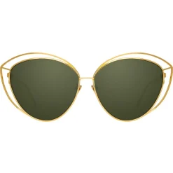 Linda Farrow Sunglasses & Eyewear-- 697 C4 Cat Eye Sunglasses - Yellow Gold - Eyewear - Avvenice