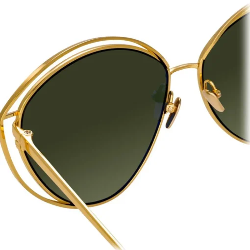 Linda Farrow Sunglasses & Eyewear-- 697 C4 Cat Eye Sunglasses - Yellow Gold - Eyewear - Avvenice