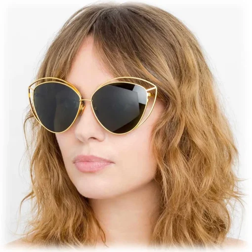 Linda Farrow Sunglasses & Eyewear-- 697 C4 Cat Eye Sunglasses - Yellow Gold - Eyewear - Avvenice