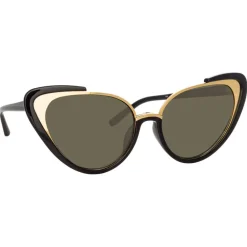 Linda Farrow Sunglasses & Eyewear-- 736 C1 Cat Eye Sunglasses - Black - Eyewear - Avvenice