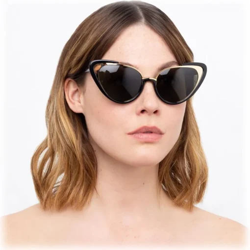 Linda Farrow Sunglasses & Eyewear-- 736 C1 Cat Eye Sunglasses - Black - Eyewear - Avvenice