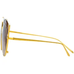 Linda Farrow Sunglasses & Eyewear-- 856 C2 Cat Eye Sunglasses - Yellow Gold and Tobacco - Eyewear - Avvenice