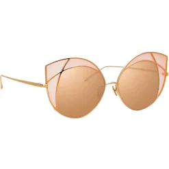 Linda Farrow Sunglasses & Eyewear-- 856 C6 Cat Eye Sunglasses - Rose Gold and Peach Frame - Eyewear - Avvenice