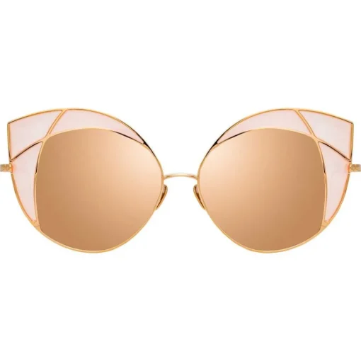 Linda Farrow Sunglasses & Eyewear-- 856 C6 Cat Eye Sunglasses - Rose Gold and Peach Frame - Eyewear - Avvenice
