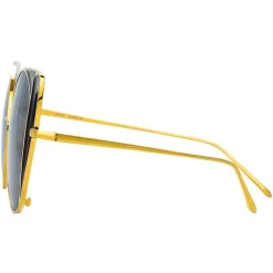 Linda Farrow Sunglasses & Eyewear-- 854 C1 Cat Eye Sunglasses - Yellow Gold and Black - Eyewear - Avvenice