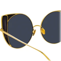 Linda Farrow Sunglasses & Eyewear-- 854 C1 Cat Eye Sunglasses - Yellow Gold and Black - Eyewear - Avvenice