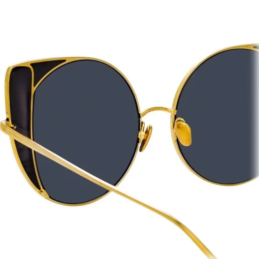 Linda Farrow Sunglasses & Eyewear-- 854 C1 Cat Eye Sunglasses - Yellow Gold and Black - Eyewear - Avvenice