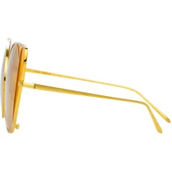 Linda Farrow Sunglasses & Eyewear-- 854 C4 Cat Eye Sunglasses - Yellow Gold - Eyewear - Avvenice