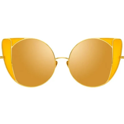 Linda Farrow Sunglasses & Eyewear-- 854 C4 Cat Eye Sunglasses - Yellow Gold - Eyewear - Avvenice