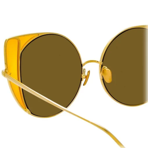 Linda Farrow Sunglasses & Eyewear-- 854 C4 Cat Eye Sunglasses - Yellow Gold - Eyewear - Avvenice