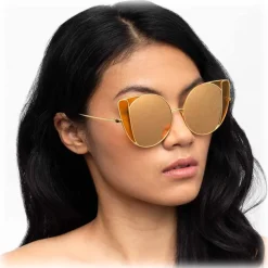 Linda Farrow Sunglasses & Eyewear-- 854 C4 Cat Eye Sunglasses - Yellow Gold - Eyewear - Avvenice