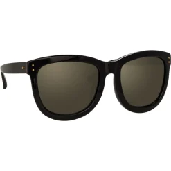 Linda Farrow Sunglasses & Eyewear-- 712 C1 D-Frame Sunglasses - Black - Eyewear - Avvenice