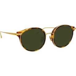 Linda Farrow Sunglasses & Eyewear-- 911 C2 D-Frame Sunglasses - Tortoiseshell - Eyewear - Avvenice