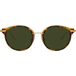 Linda Farrow Sunglasses & Eyewear-- 911 C2 D-Frame Sunglasses - Tortoiseshell - Eyewear - Avvenice