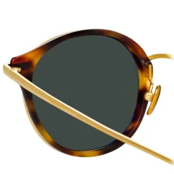 Linda Farrow Sunglasses & Eyewear-- 911 C2 D-Frame Sunglasses - Tortoiseshell - Eyewear - Avvenice